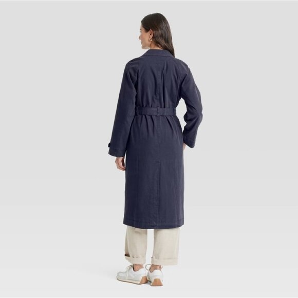 new Size XXL Universal Thread Women's Long Sleeve Trench Coat in Navy Blue color - Picture 2 of 4